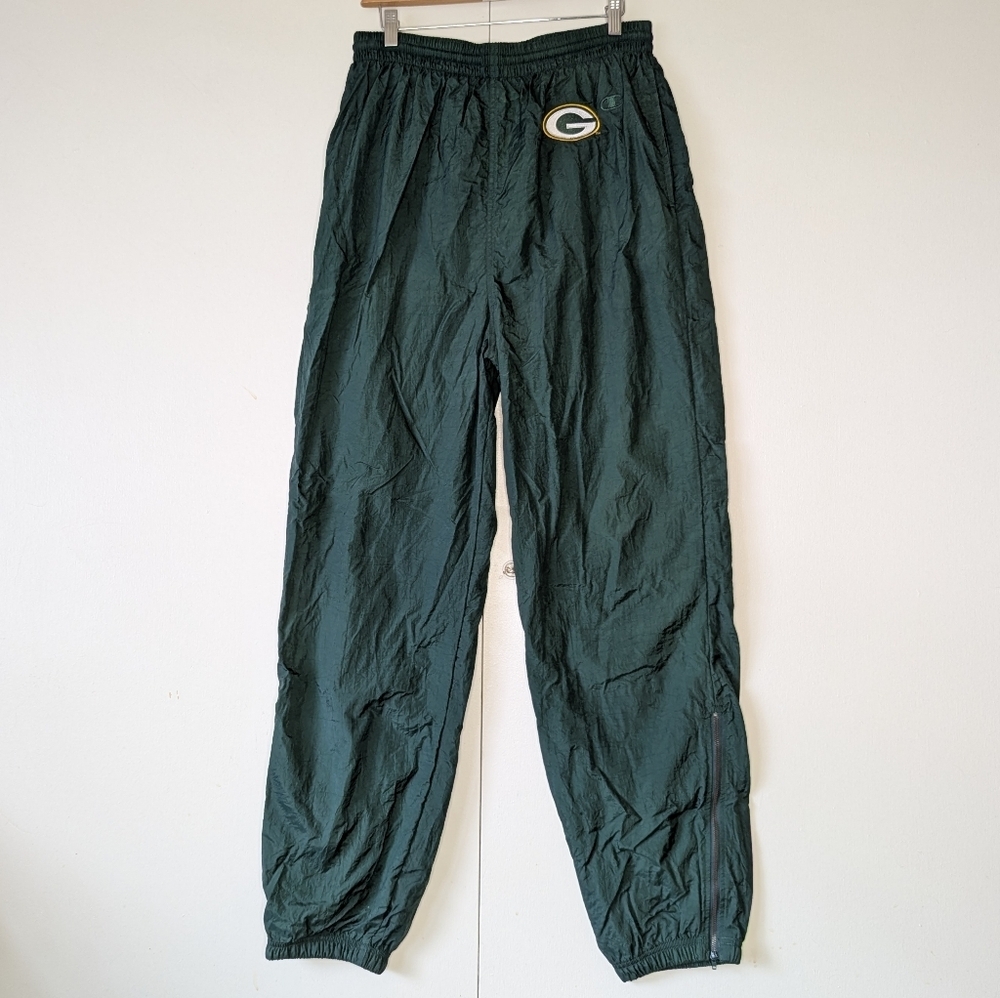 Champion Green‎ Bay Packers Vintage 90's Windbreaker Track Pants Large